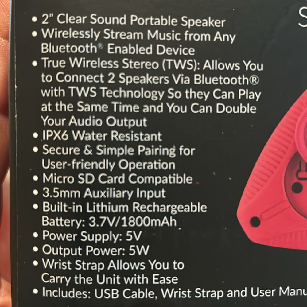NWT Supersonic IPX6 Water Resistant Bluetooth Speaker - Picture 3 of 3